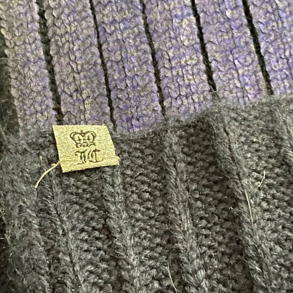 Juicy Couture Scandi Girl Preppy Y2K Rib Knit Metallic Long Scarf 74